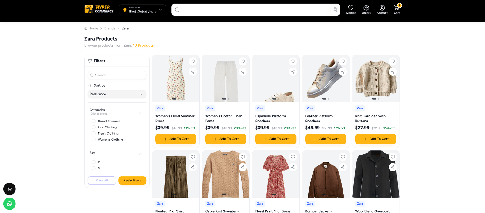 Product listing on the web