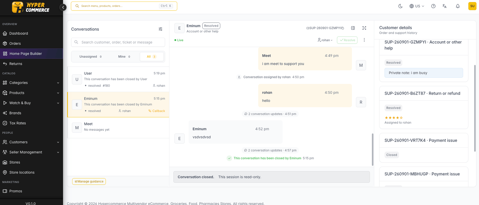Admin support conversation