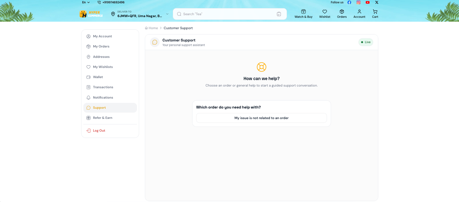 Customer guided support flow